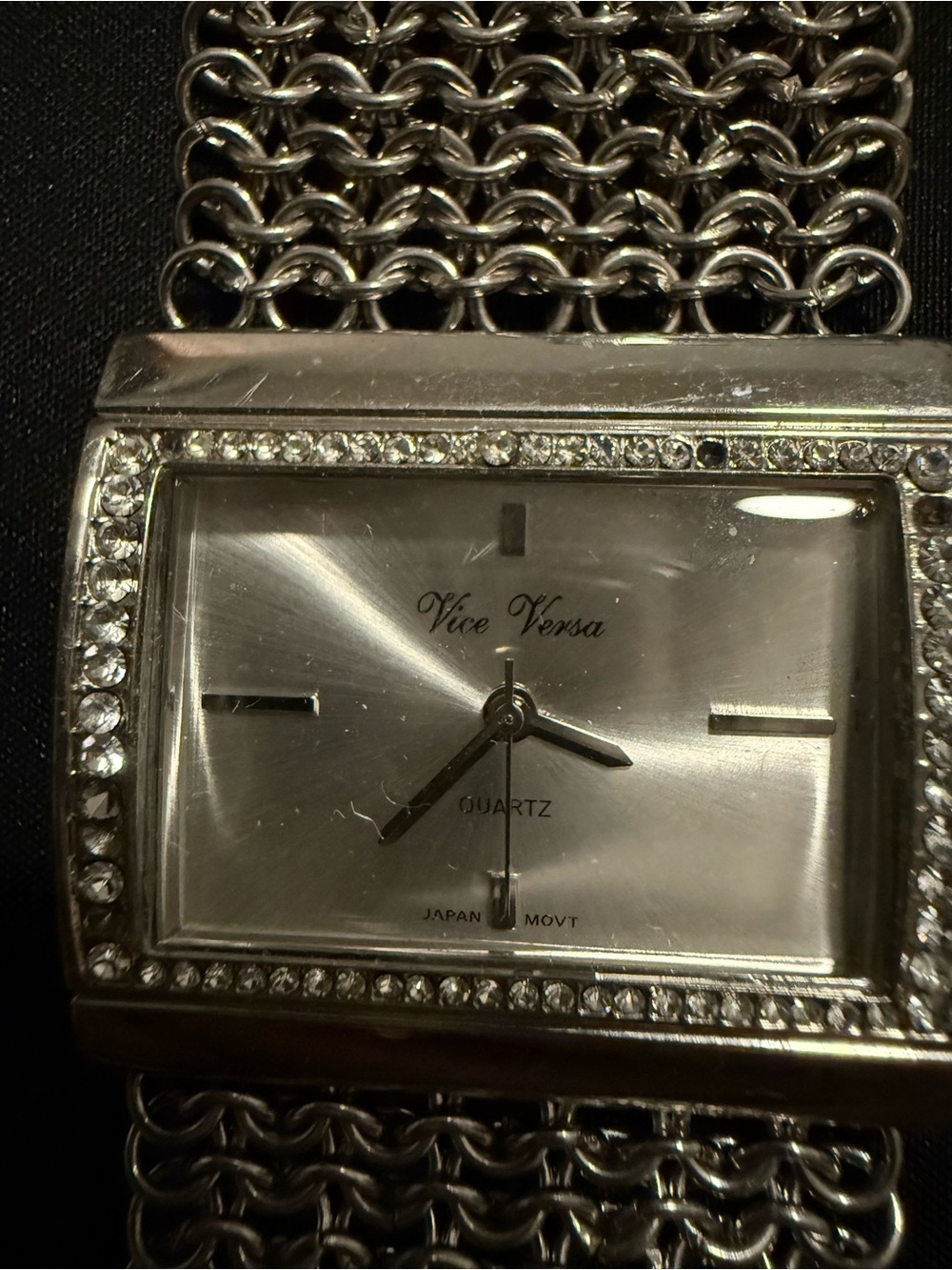 Vice Versa Silver Crystal-Accent Women's Quartz Watch